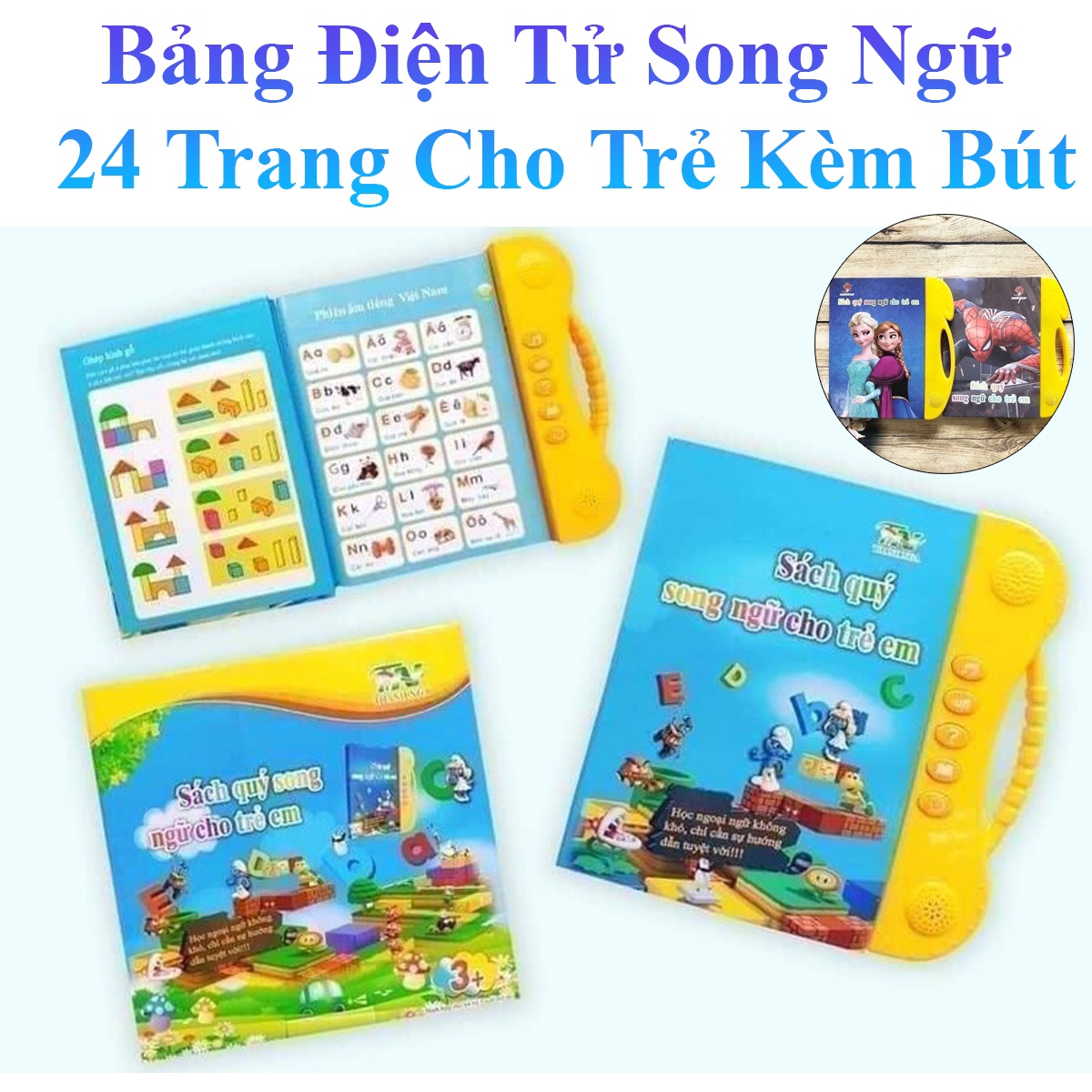 Bảng Điện Tử Song Ngữ 24 Trang Cho Trẻ Em Tặng Kèm Bút