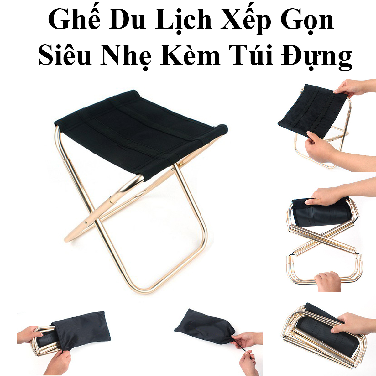 Ghế Du Lịch Xếp Gọn Siêu Gọn Nhẹ Bền Chắc 7075 Kèm Túi Đựng Dễ Mang Theo Khi Đi Câu Cá, Du Lịch, Dã Ngoại, Cắm Trại