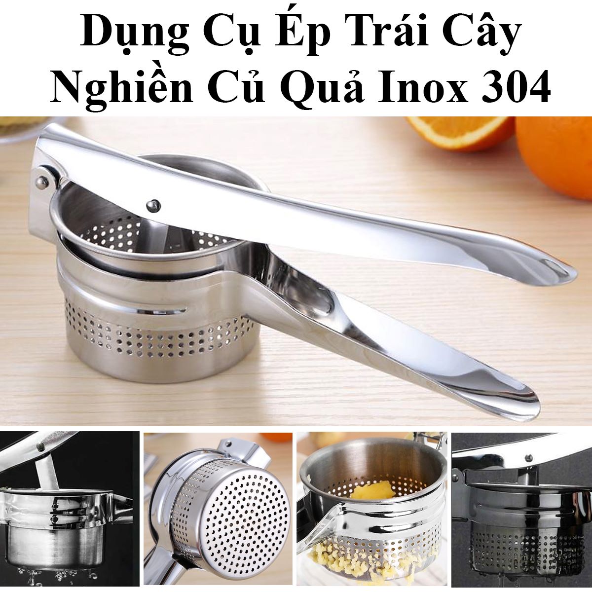 Dụng Cụ Ép Trái Cây, Nghiền Củ Quả Inox 304 Nhanh Chóng & Tiện Lợi