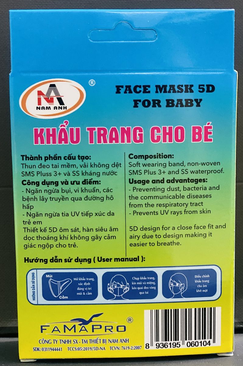 Hộp 10 Khẩu Trang Trẻ Em 5D Famapro