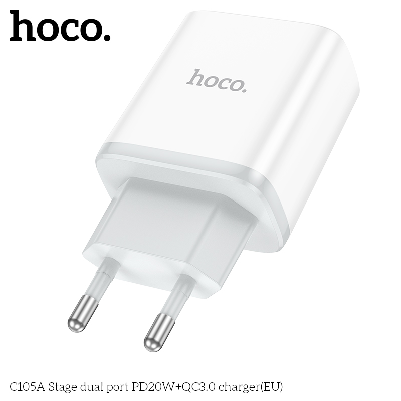 Cóc Sạc Nhanh Hoco C105A Pd20W + Qc3.0 2 Cổng Sạc Usb Và Type-C Có Đèn Led