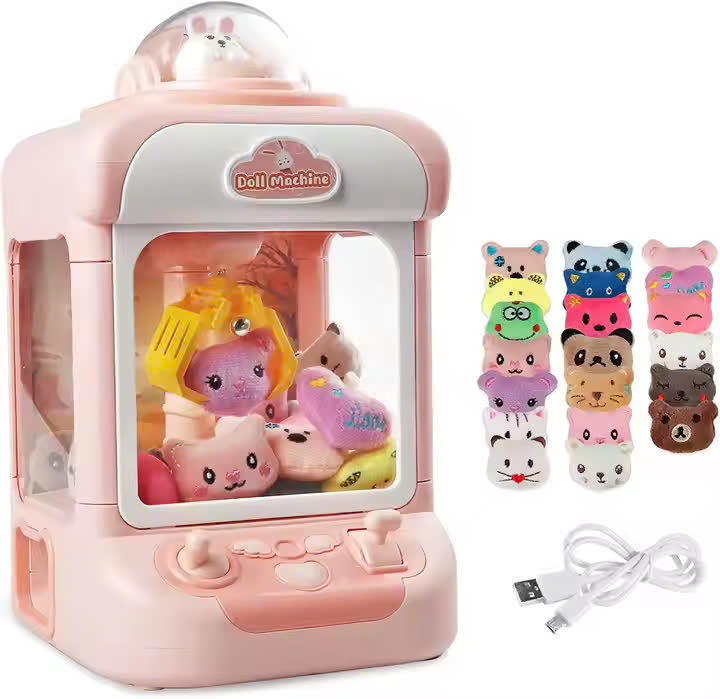 Đồ Chơi Máy Gắp Thú Bông Mini Cho Bé Có Đèn Và Nhạc Vui Nhộn ( Kèm 6 Gấu )