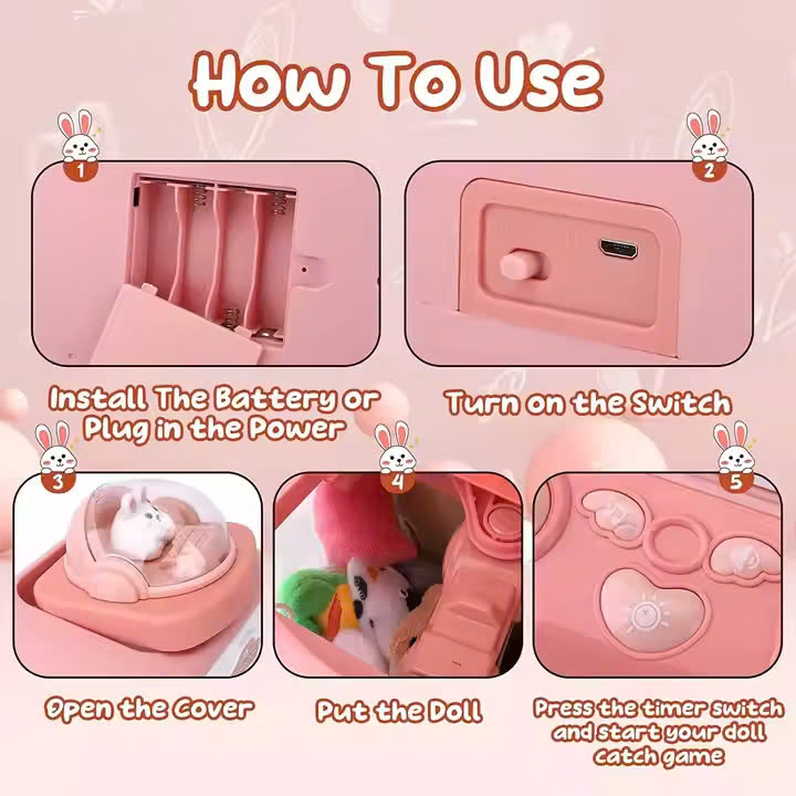 Đồ Chơi Máy Gắp Thú Bông Mini Cho Bé Có Đèn Và Nhạc Vui Nhộn ( Kèm 6 Gấu )