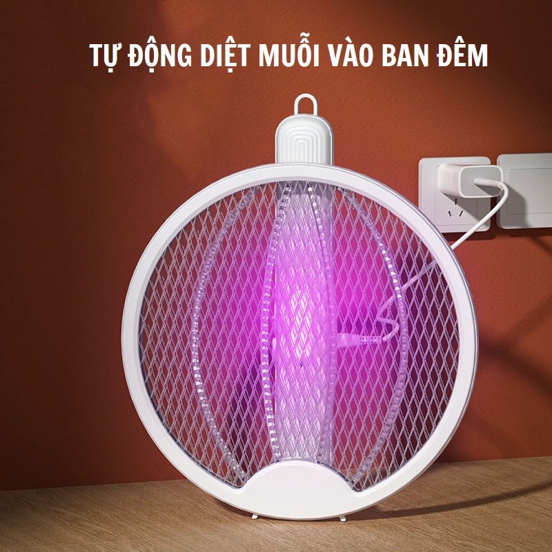 Vợt Bắt Muỗi Thông Minh Gấp Gọn 2 Trong 1 Có Led Kiêm Đèn Bắt Muỗi Tự Động Ban Đêm