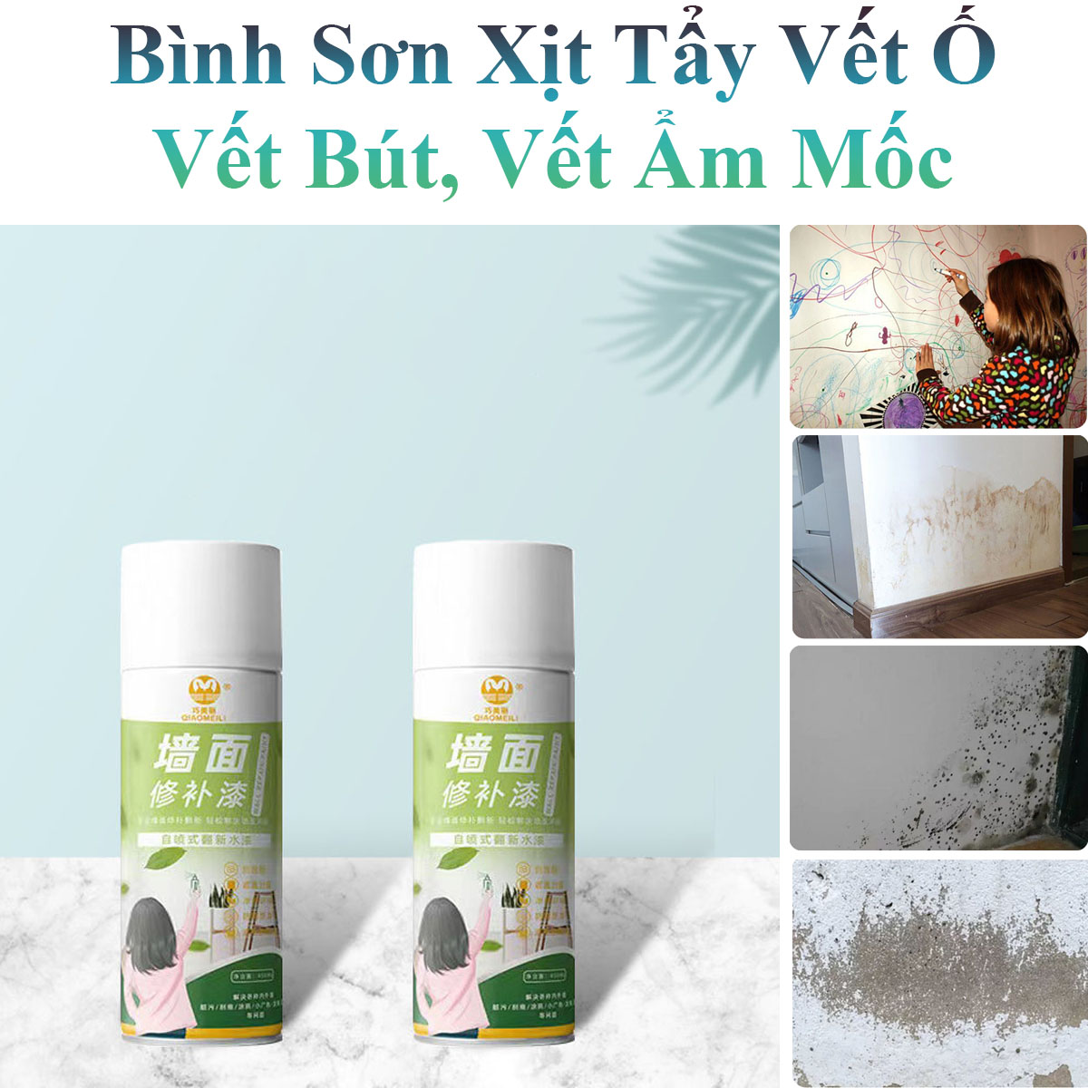 Bình Sơn Xịt Tẩy Vết Ố, Vết Bút, Vết Ẩm Mốc Trên Tường Nhà 450Ml