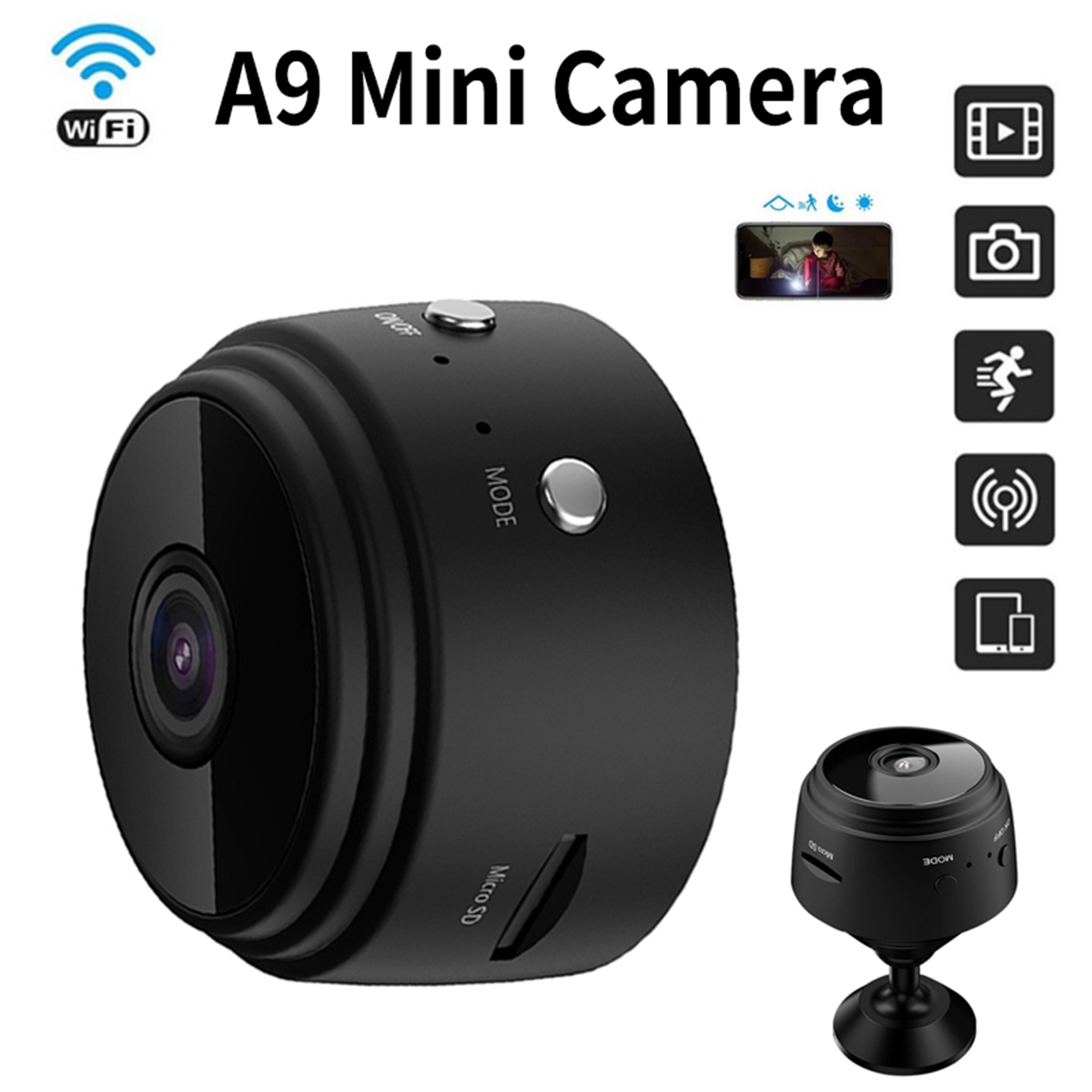 Camera Mini Wifi Không Dây A9 Hd 1080P Nhỏ Gọn Tiện Lợi
