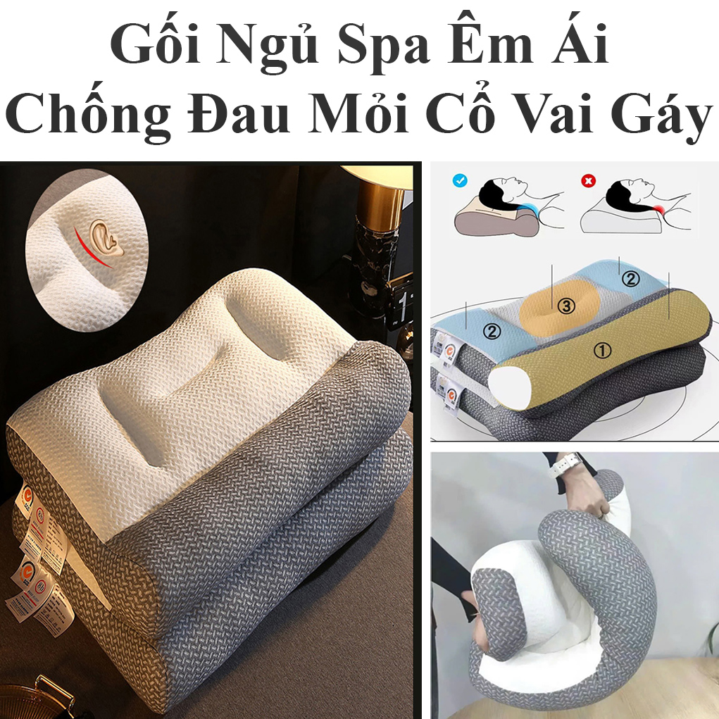 Gối Ngủ Spa Êm Ái Chống Đau Mỏi Cổ Vai Gáy