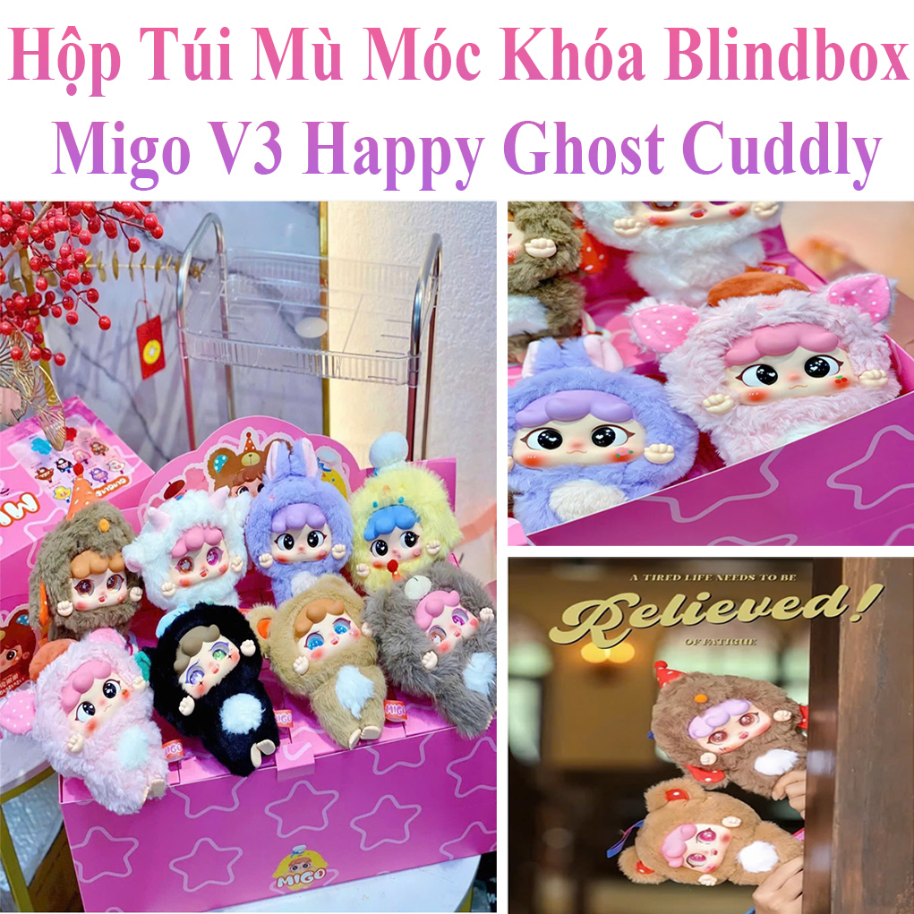 Hộp Túi Mù Móc Khóa Blindbox Migo V3 Happy Ghost Cuddly Hình Dễ Thương