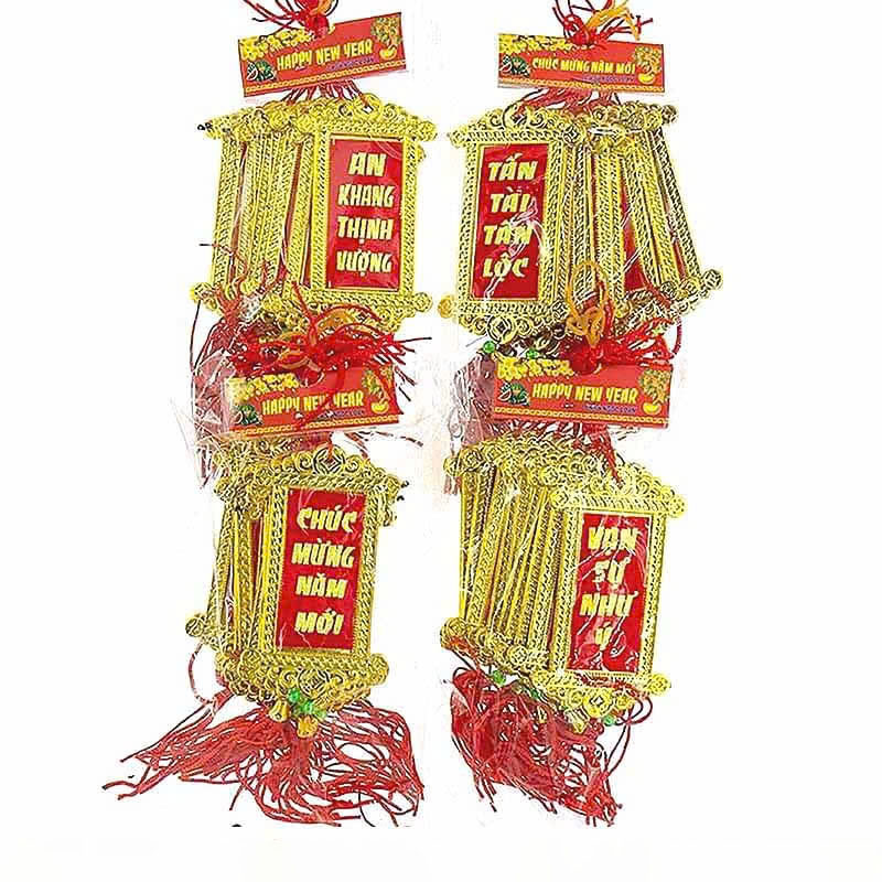 Set 10 Thẻ Bài Dây Treo Câu Chúc Trang Trí Tết