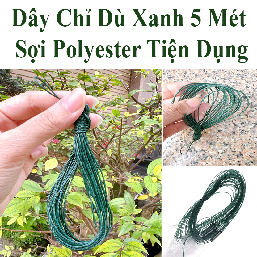 Dây Chỉ Dù Xanh Siêu Dai Dùng Để Thắt Vòng Tay, Khâu Bạt Túi Balo Dài 5M Sợi Polyester