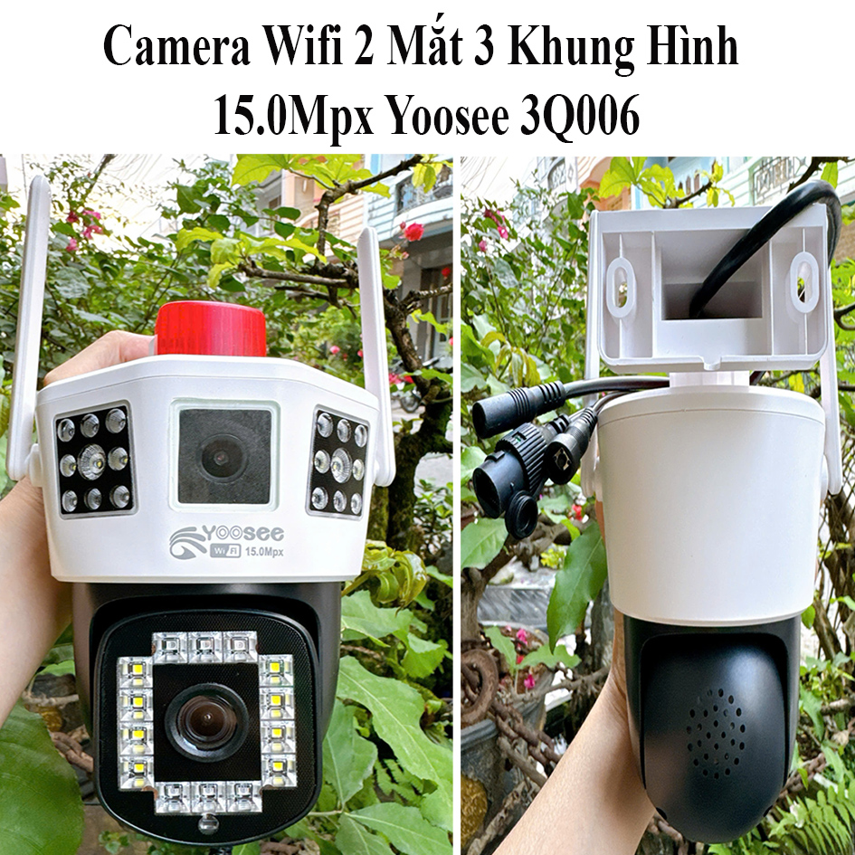 Camera Wifi 2 Mắt 3 Khung Hình 15.0Mpx Yoosee 3Q006 Hỗ Trợ Đàm Thoại 2 Chiều Ban Đêm Có Màu, Có Hú Còi Báo Động