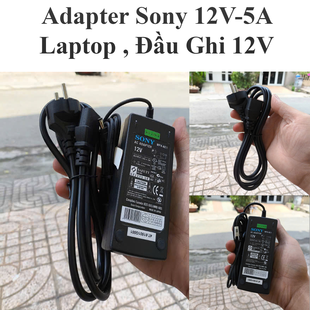 Adapter Sony Có Đèn Led 12V-5A Dùng Cho Laptop, Đầu Ghi 12V Tiện Lợi Dễ Sử Dụng