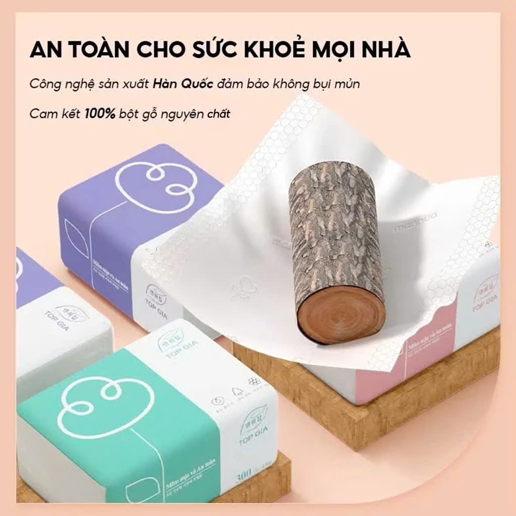 Combo 10 Gói Khăn Giấy Topgia 300 Tờ * 4 Lớp Dày Dặn, Mềm Mại, An Toàn