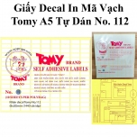 Set 10 Tờ Giấy Decal In Mã Vạch Tomy A5 Tự Dán No. 112