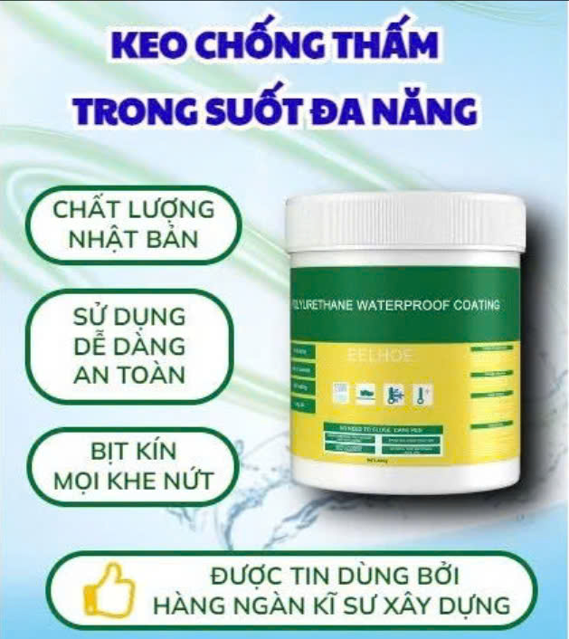 Keo Chống Thấm Nano Trong Suốt Nhật Bản Khối Lượng 300G Kèm Cọ