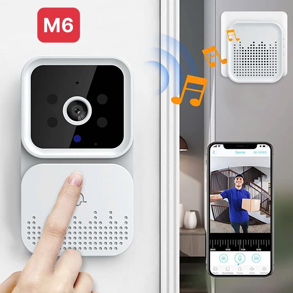 Chuông Cửa Camera Wifi Không Dây M6 Đàm Thoại 2 Chiều, Nhỏ Gọn Dễ Lắp Đặt