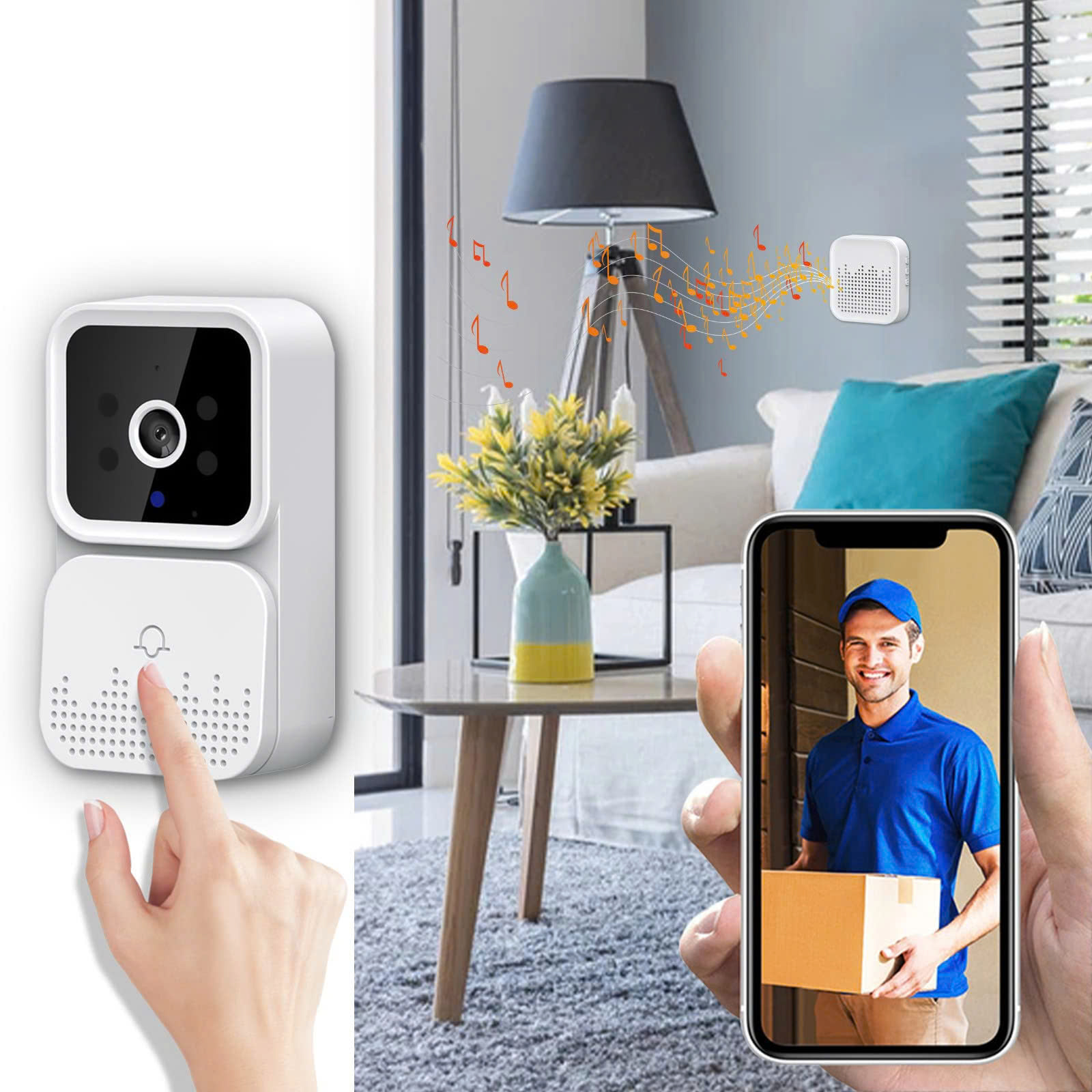 Chuông Cửa Camera Wifi Không Dây M6 Đàm Thoại 2 Chiều, Nhỏ Gọn Dễ Lắp Đặt