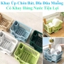 Khay Kệ Úp Chén Bát, Đĩa Đũa Muỗng Có Khay Hứng Nước Tiện Lợi 44X27X13Cm