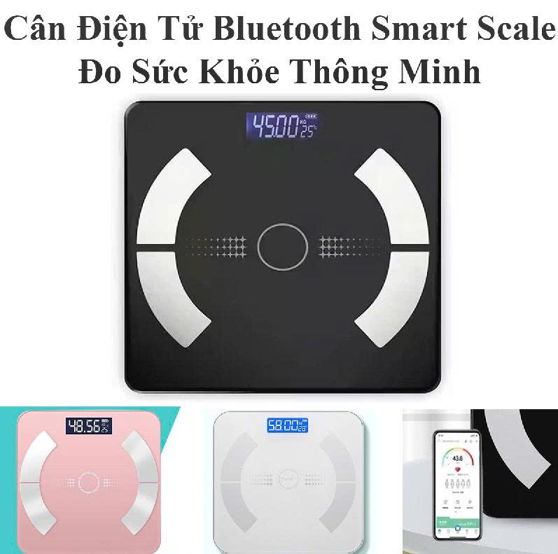 Cân Điện Tử Pin Sạc Bluetooth Smart Scale Đo Sức Khỏe Thông Minh Và Phân Tích 18 Chỉ Số