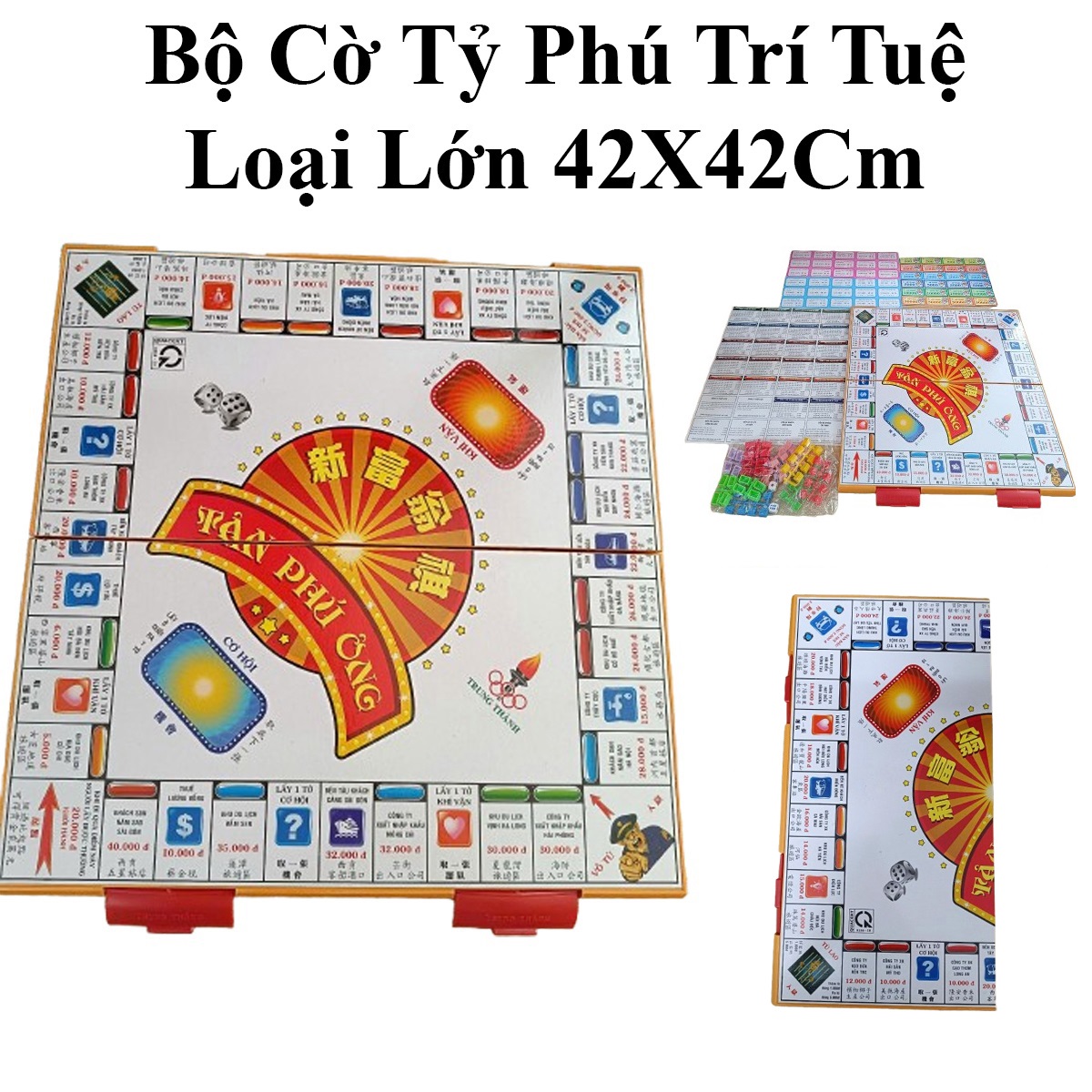 Bộ Cờ Tỷ Phú Trí Tuệ Gấp Gọn Loại Lớn 42X42Cm