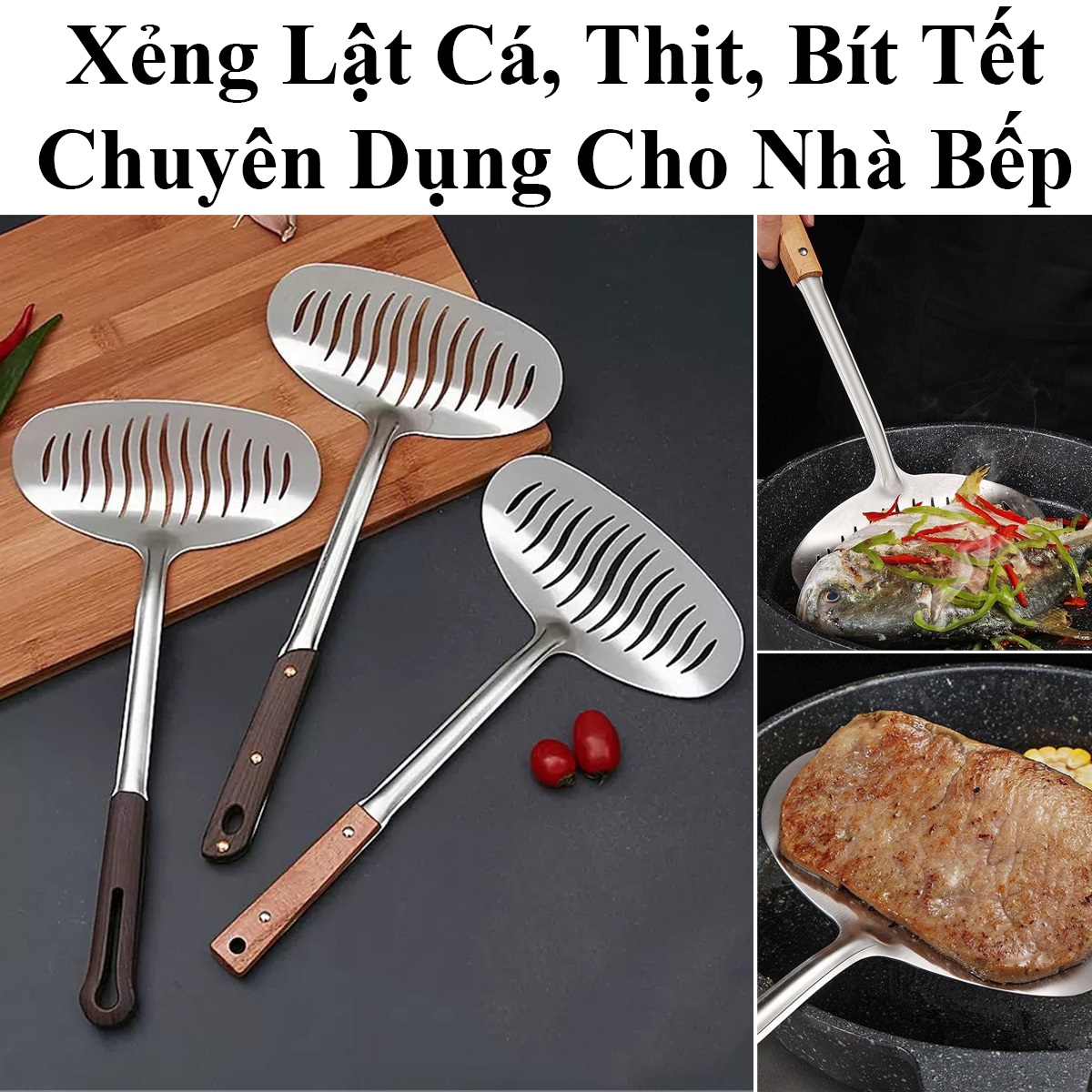 Xẻng Lật Cá, Thịt, Bít Tết Chuyên Dụng Cho Nhà Bếp Dài 37Cm