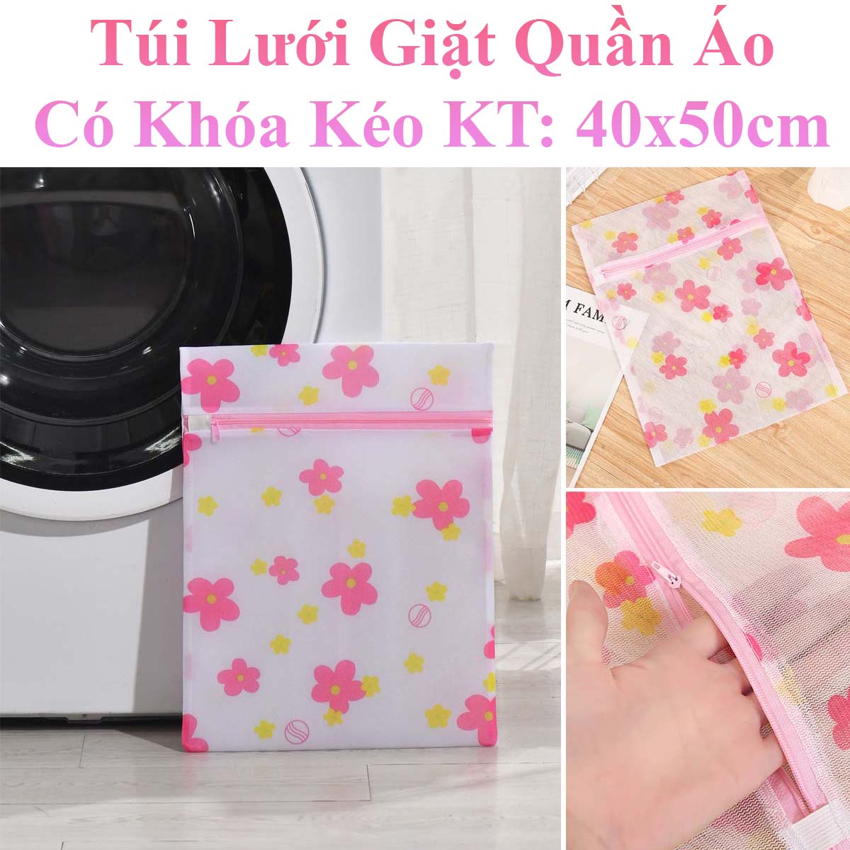 Túi Lưới Giặt Quần Áo, Áo Ngực, Quần Lót Có Khóa Kéo Chắc Chắn Size Túi 40X50Cm
