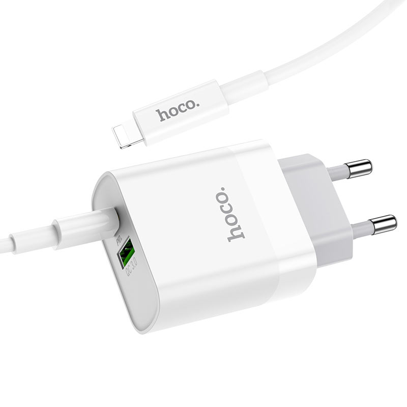 Bộ Sạc Nhanh Hoco C80A Type C To Ln Pd20W Qc3.0 2 Cổng Sạc Usb Và Type-C