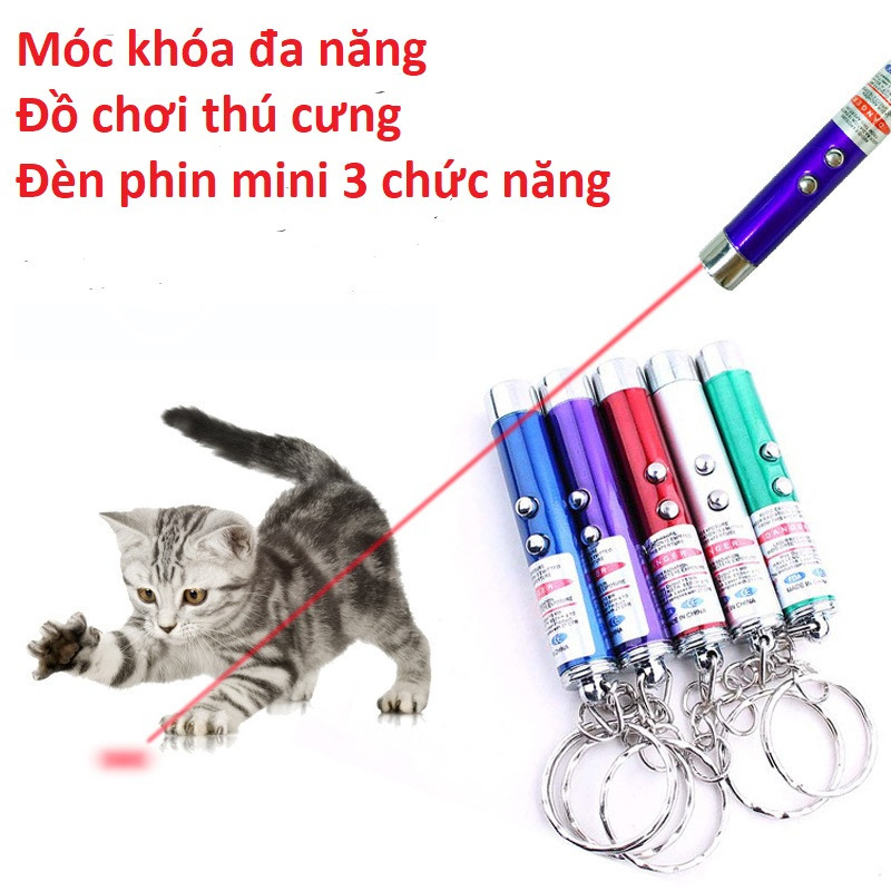 Đèn Pin Móc Khóa Mini 3 Trong 1 Tiện Lợi Dễ Thương