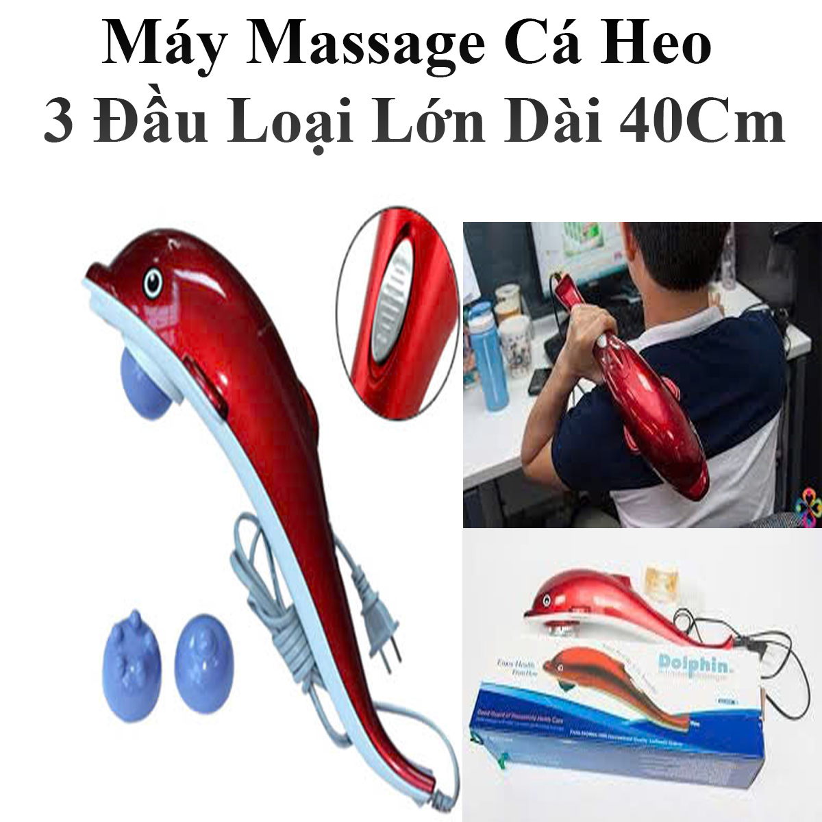 Máy Massage Cá Heo 3 Đầu Loại Lớn Dài 40Cm