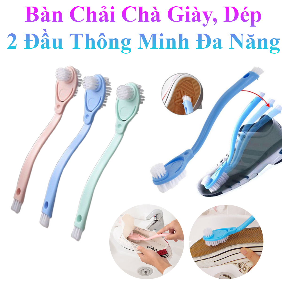 Bàn Chải Chà Giày, Dép 2 Đầu Thông Minh Đa Năng