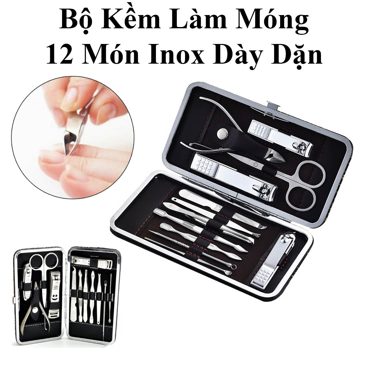 Bộ Kềm Làm Móng 12 Món Inox Dày Dặn Tiện Dụng Siêu Bền