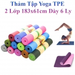 Thảm Tập Yoga Tpe 2 Lớp Hoa Văn 183X61Cm Dày 6 Ly