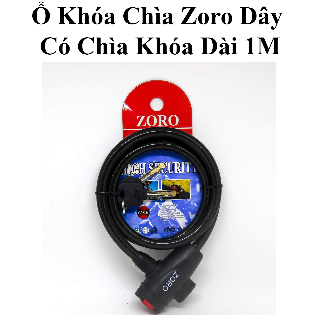 Ổ Khóa Chìa Zoro Dây Có Chìa Khóa Dài 1M