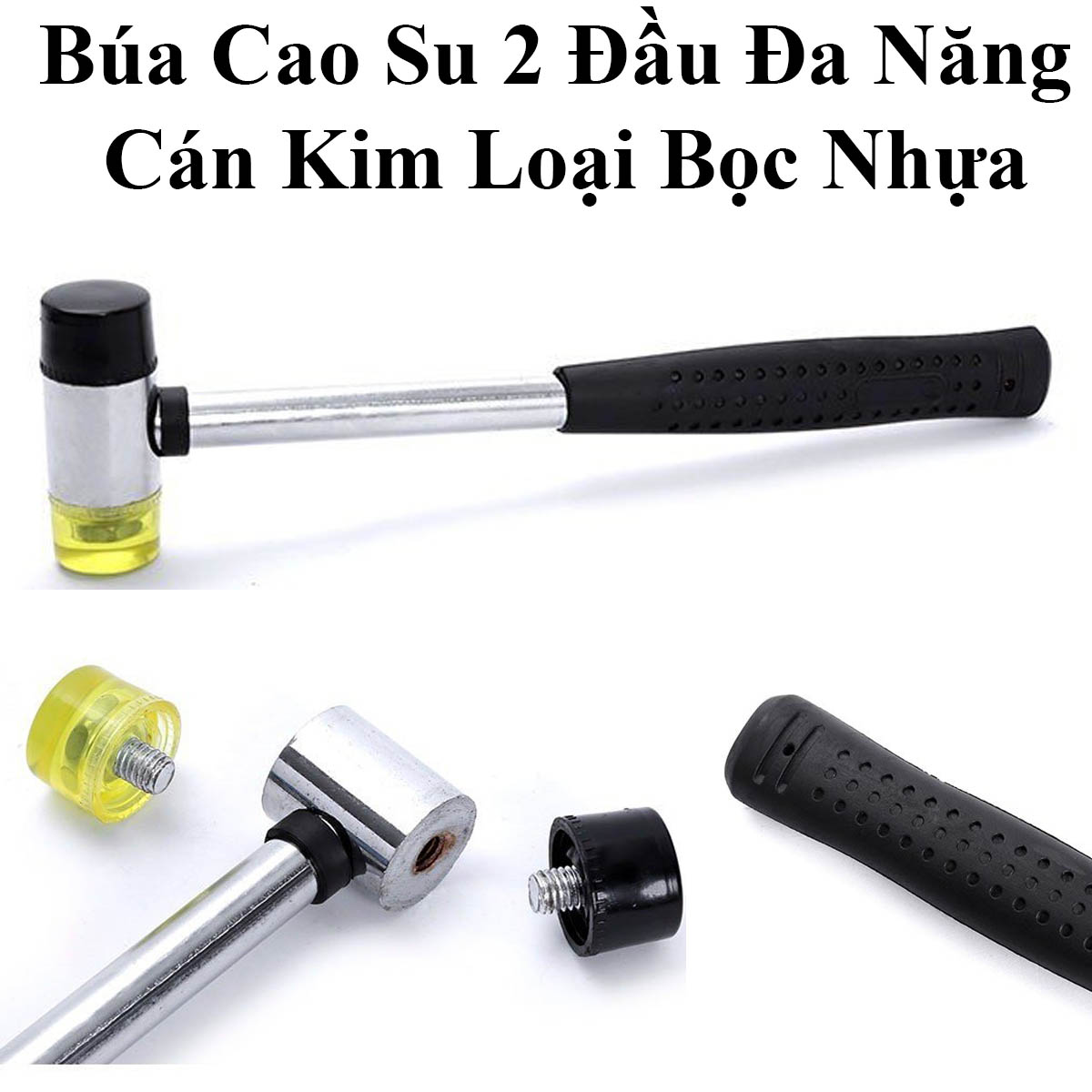 Búa Cao Su 2 Đầu Đa Năng Cán Kim Loại Bọc Nhựa
