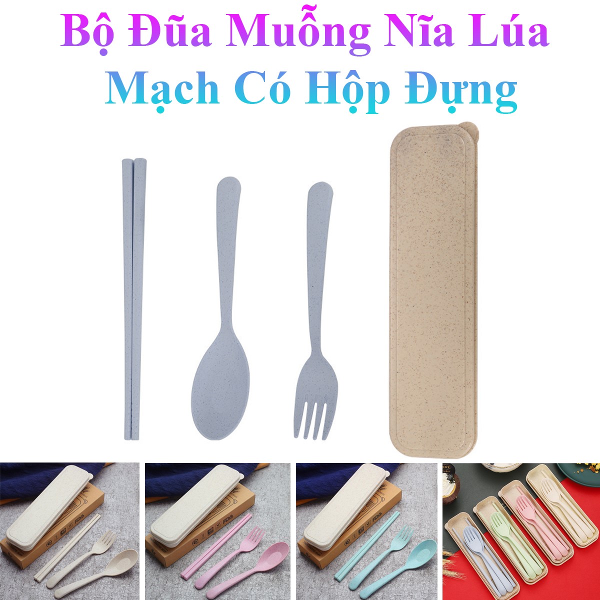 Bộ Đũa Muỗng Nĩa Lúa Mạch Tiện Lợi Khi Đi Du Lịch, Cắm Trại