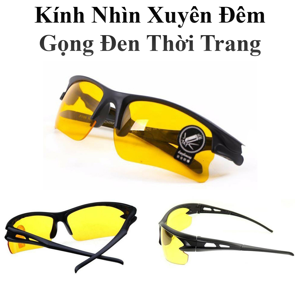 Kính Nhìn Xuyên Đêm Mẫu Mới Gọng Đen Thời Trang