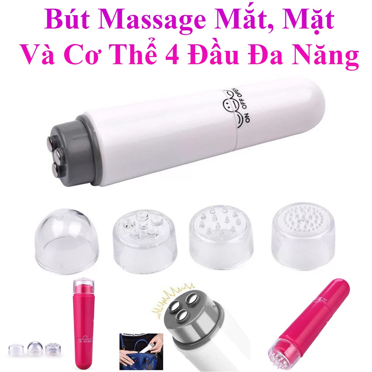 Bút Massage Mắt, Mặt Và Cơ Thể 4 Đầu Đa Năng