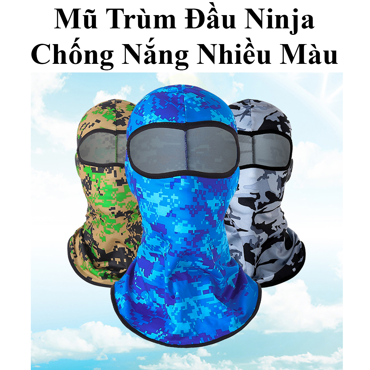 Mũ Trùm Đầu Ninja Chông Nắng Nhiều Màu Trùm Nguyên Mặt Và Cổ