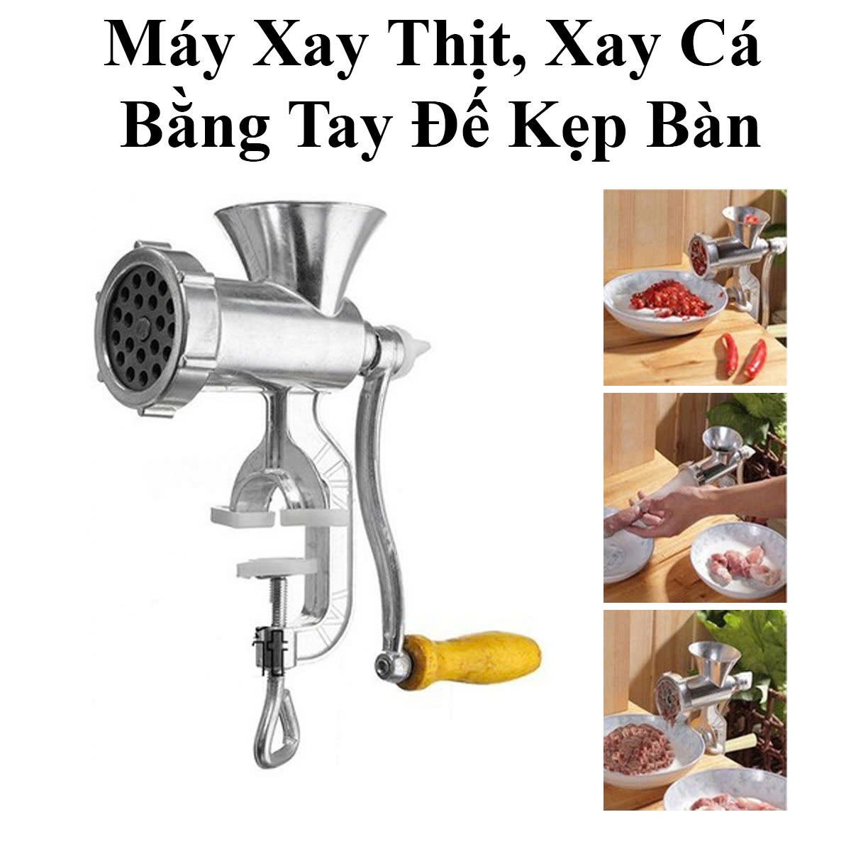 Máy Xay Thịt, Xay Cá Bằng Tay Đế Kẹp Bàn