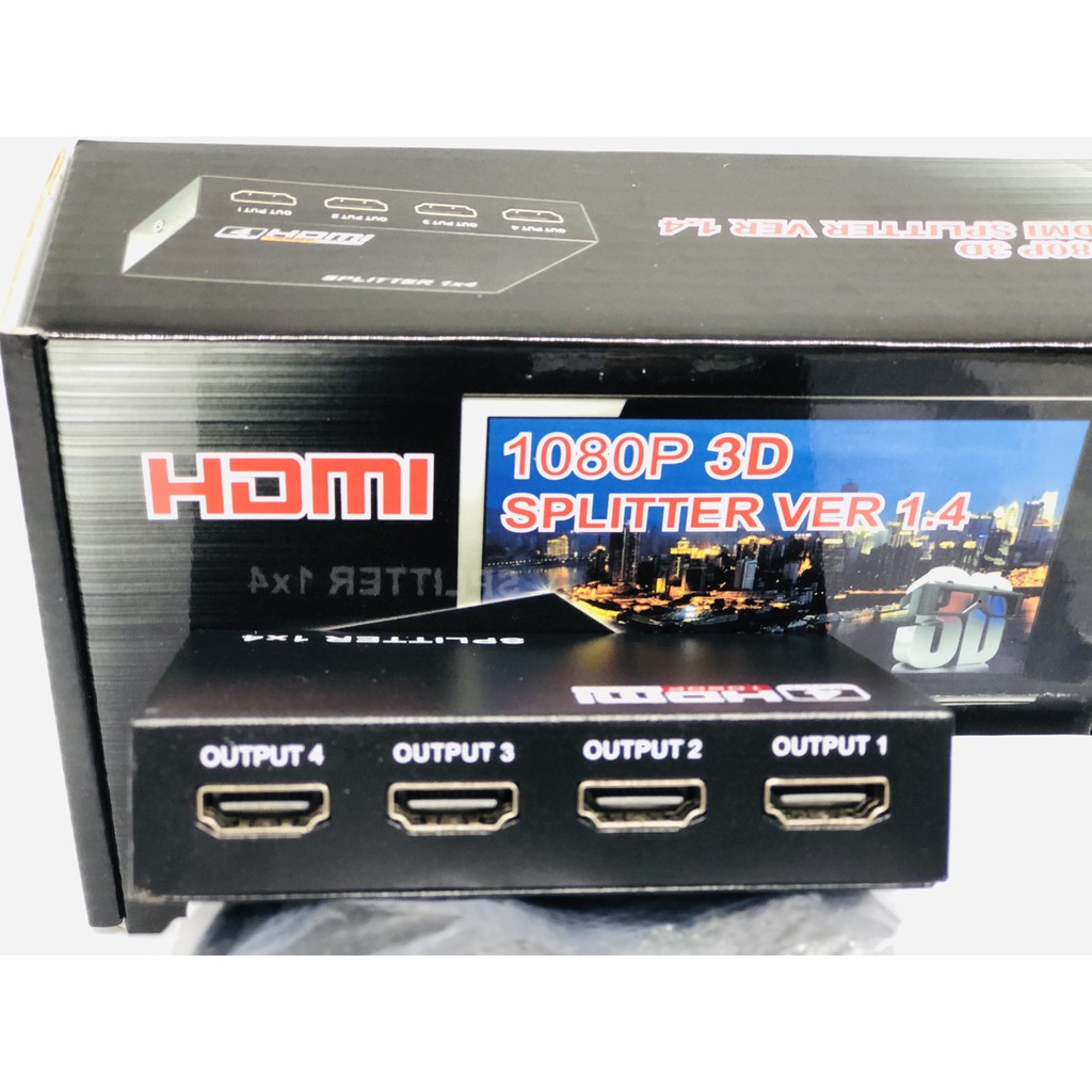Bộ Chia HDMI Splitter 1 Ra 4 1080P 3D Tặng Kèm Adapter