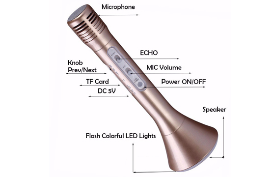 Micro Karaoke Kèm Loa Bluetooth K801 3 Trong 1 Có Đèn Theo Điệu Nhạc