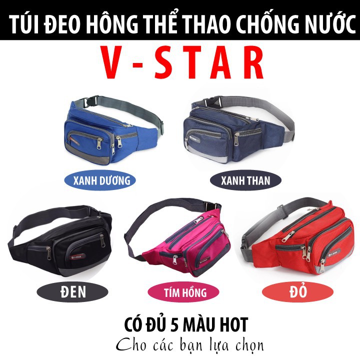 Túi Đeo Hông,Đeo Bụng 6 Ngăn Chống Nước V-Star