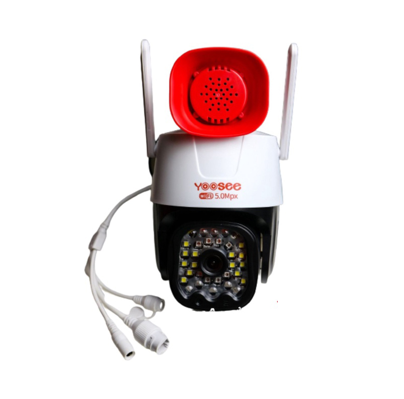 Camera IP Yoosee PTZ 5.0MPX 2 Râu 32 Led Xoay 360 Độ Có Loa Lớn Và Đèn Báo Động Có Hồng Ngoại Ban Đêm Có Màu
