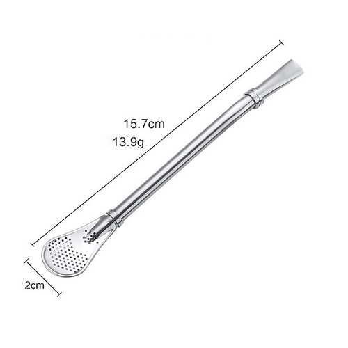 Ống Hút Kiêm Muỗng Inox Dài 16Cm Tiện Lợi