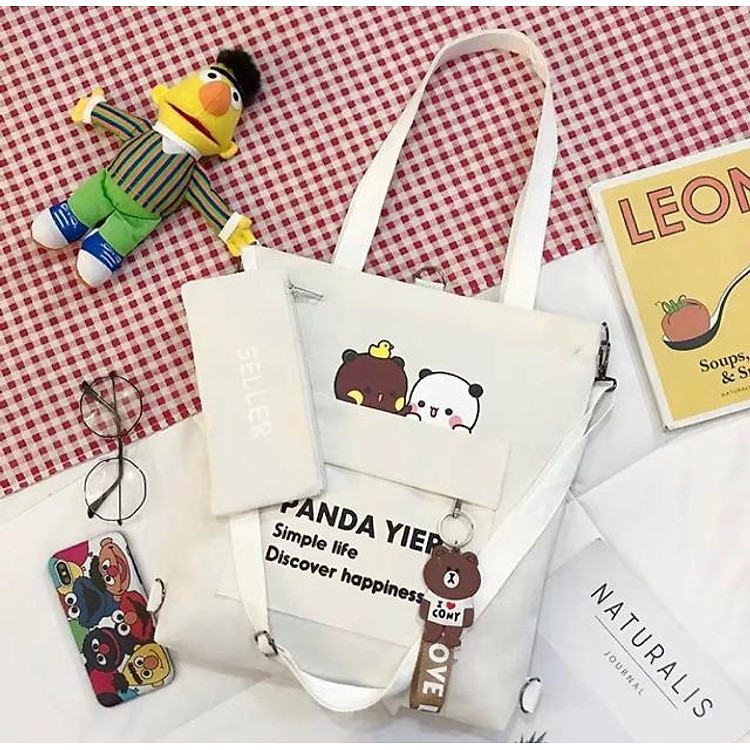 Túi Vải Hình Gấu Đáng Yêu Panda Yier
