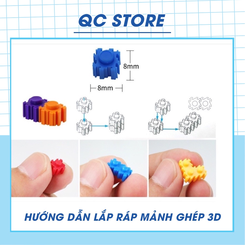 Bộ 3D Xếp Hình Lắp Ráp 3D Mini 620 Pcs Kèm Sách Hướng Dẫn