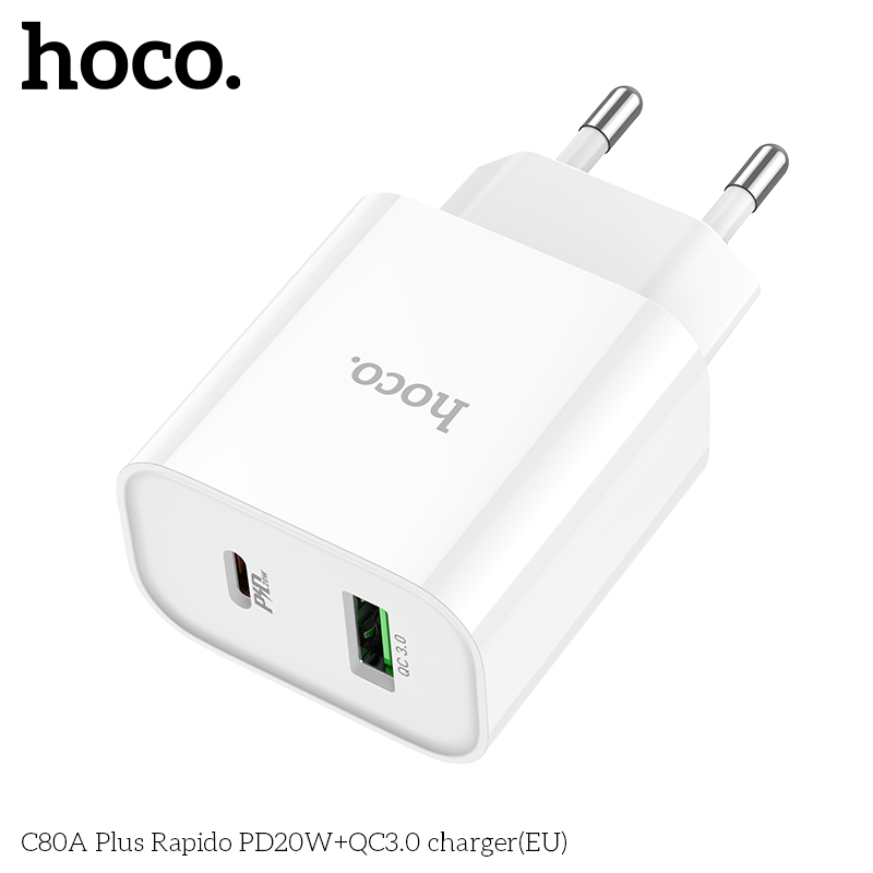 Cốc Sạc Hoco C80A Plus Pd20W + Qc3.0 2 Cổng Usb Và Typec