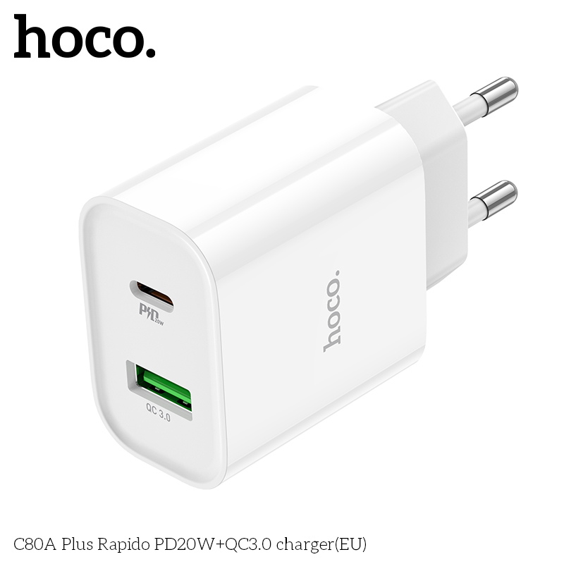 Cốc Sạc Hoco C80A Plus Pd20W + Qc3.0 2 Cổng Usb Và Typec