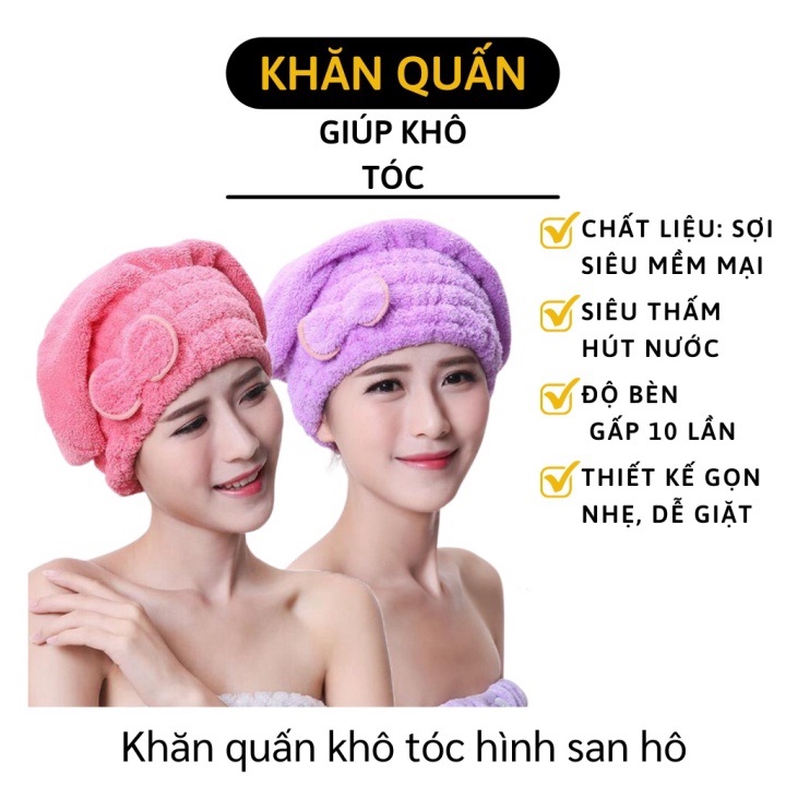 Khăn Quấn Giúp Khô Tóc Sợi Micro Thoáng Khí Hình Nơ