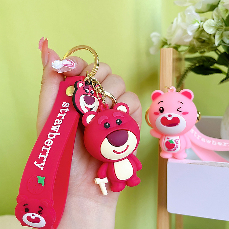Móc Khoá Hình Gấu Strawberry Dễ Thương Xinh Yêu
